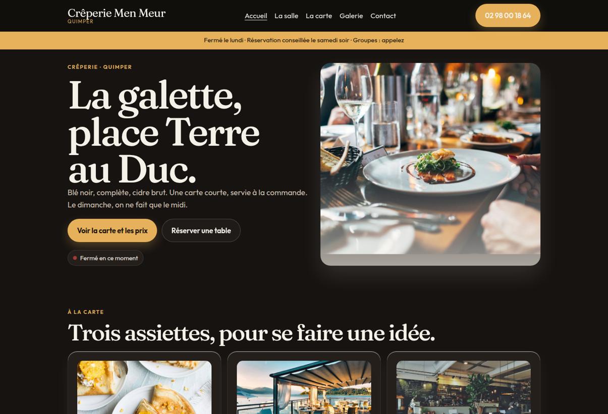 Aperçu du site Crêperie Men Meur