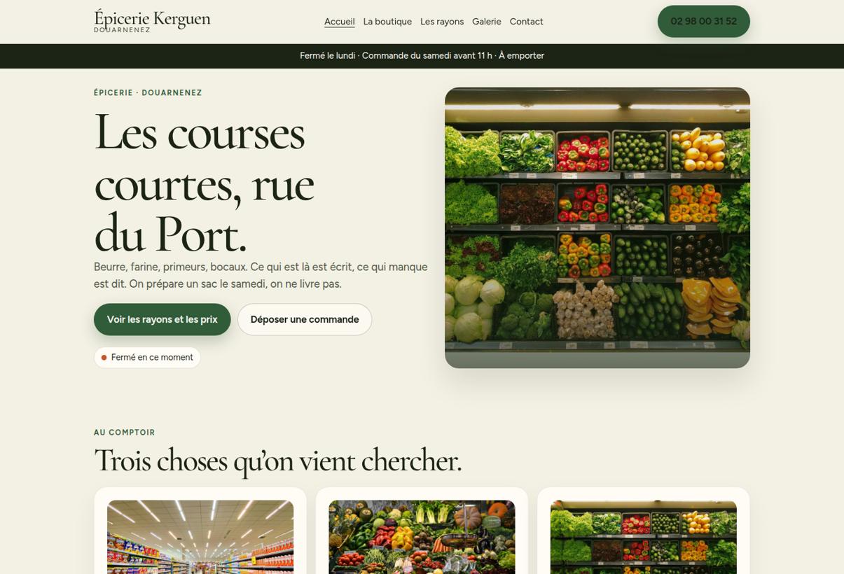 Aperçu du site Épicerie Kerguen